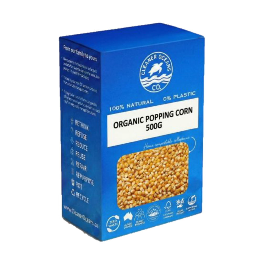 Cleaner Oceans Co. Australian Organic Popping Corn 500g - 100% plastic-free