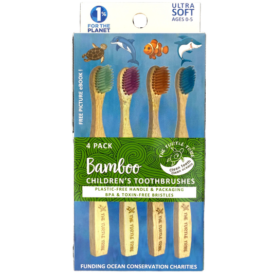 4 Pack Bamboo Toothbrush for Kids - Ultra Soft Bristles
