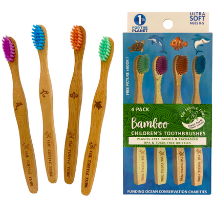4 Pack Bamboo Toothbrush for Kids Promo Pack - Ultra Soft Bristles