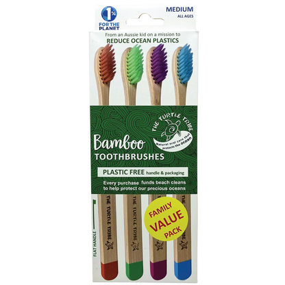The Turtle Tribe® Eco Bamboo Toothbrush 4-pack Turtle Tribe