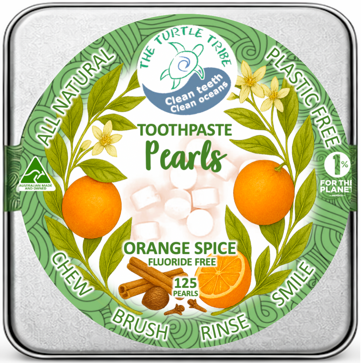 Fluoride Free Toothpaste Tablets - Orange Spice - 125 Pearls