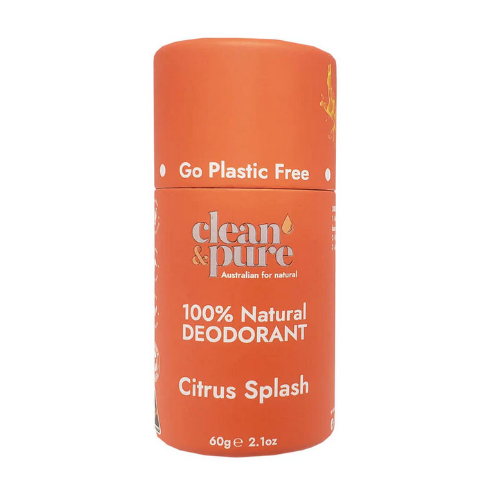 Clean & Pure Natural Deodorant - Citrus Splash - 60g. 100% plastic free Clean & Pure
