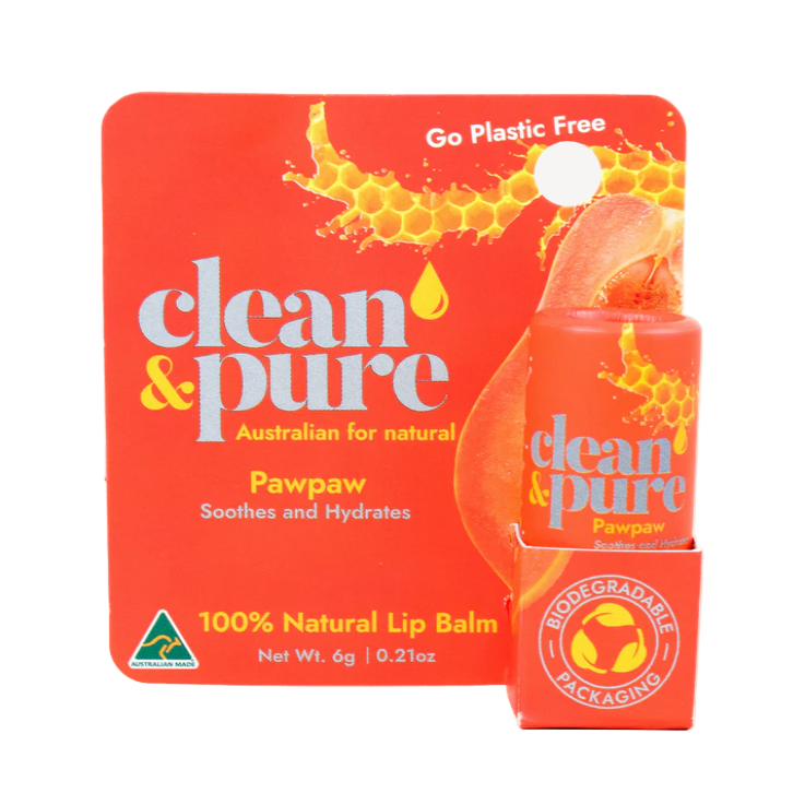 Clean & Pure LIP BALM - Paw paw - 6g. 100% plastic free Clean & Pure