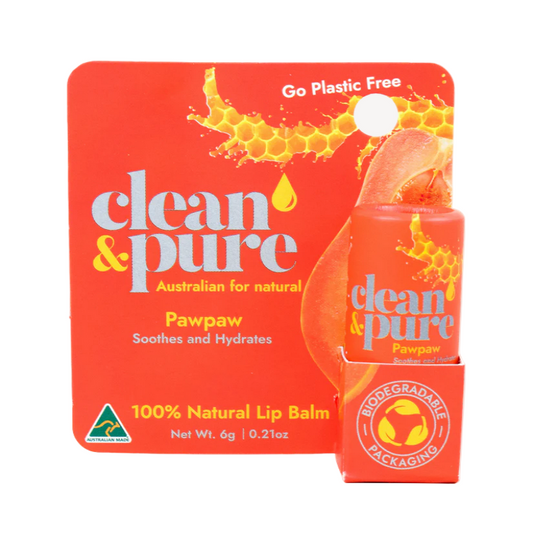 Clean & Pure LIP BALM - Paw paw - 6g. 100% plastic free Clean & Pure