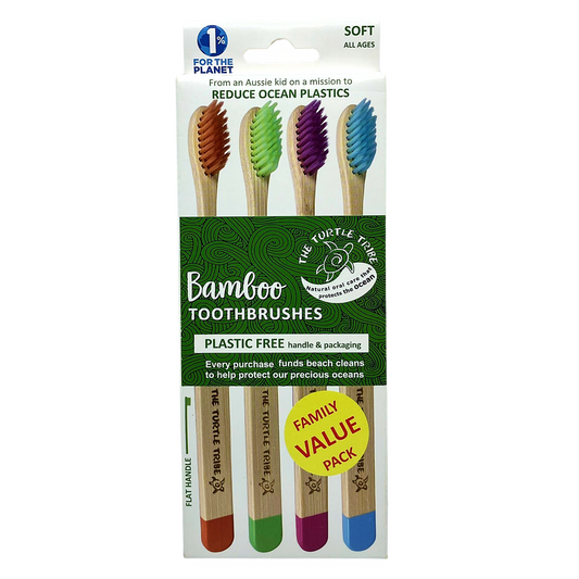 The Turtle Tribe® Eco Bamboo Toothbrush 4-pack