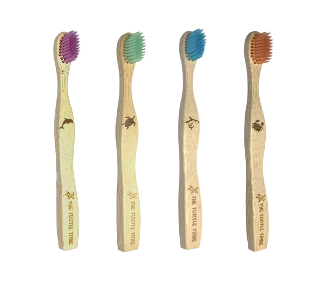 The Turtle Tribe® Kids Bamboo Toothbrushes 4-pack