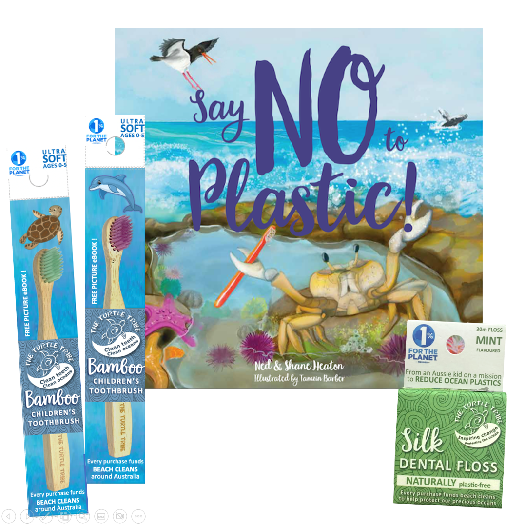 Kids Bundle - 2 kids toothbrushes, silk floss, children's book