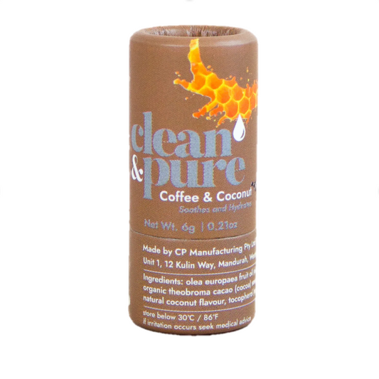 Clean & Pure LIP BALM - Coffee & Coconut - 6g. 100% plastic free