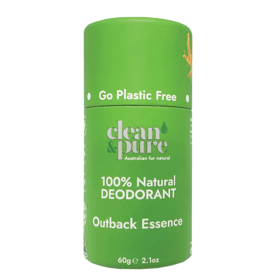 Clean & Pure Natural Deodorant - Outback Essence - 60g. 100% plastic f ...