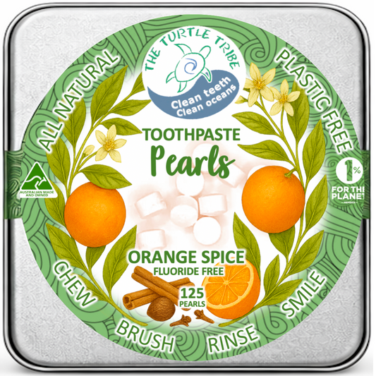 The Turtle Tribe® Toothpaste Tablets, Orange Spice, Fluoride-Free (mint-free)