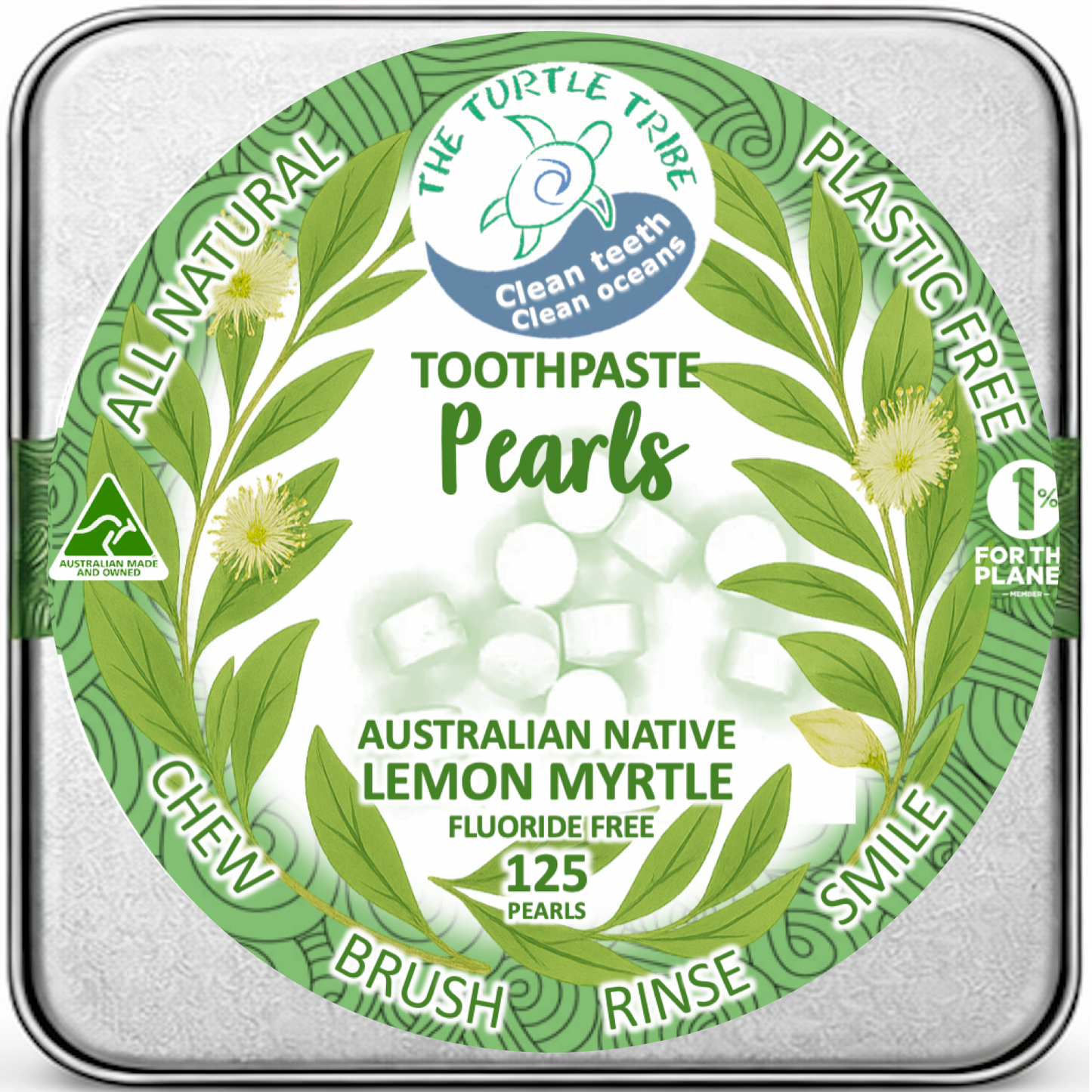 The Turtle Tribe® Toothpaste Tablets, Lemon Myrtle, Fluoride-Free