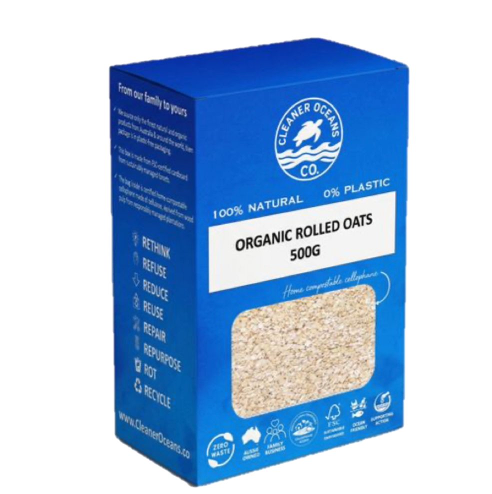 Cleaner Oceans Co. Australian Organic Rolled Oats 500g - 100% plastic-free (Copy) Clean Oceans Co.