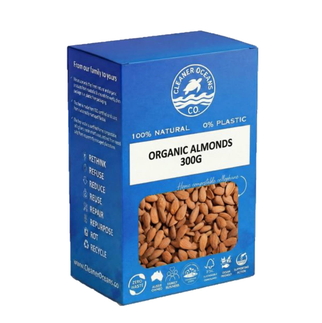 Cleaner Oceans Co. Australian Organic Almonds 300g - 100% plastic-free Clean Oceans Co.