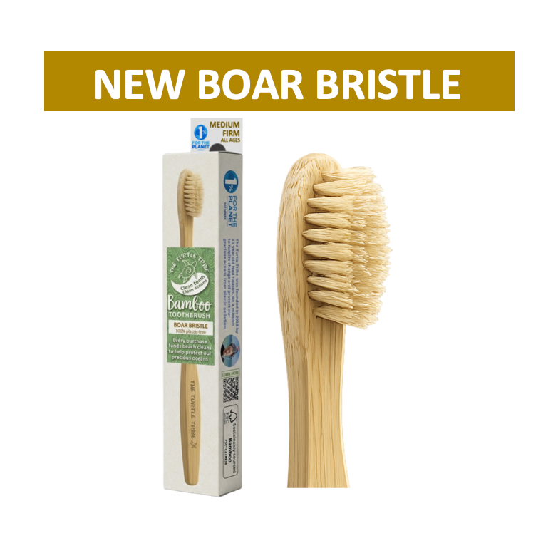 The Turtle Tribe® Premium Bamboo Toothbrush - NATURAL BOAR BRISTLE Turtle Tribe
