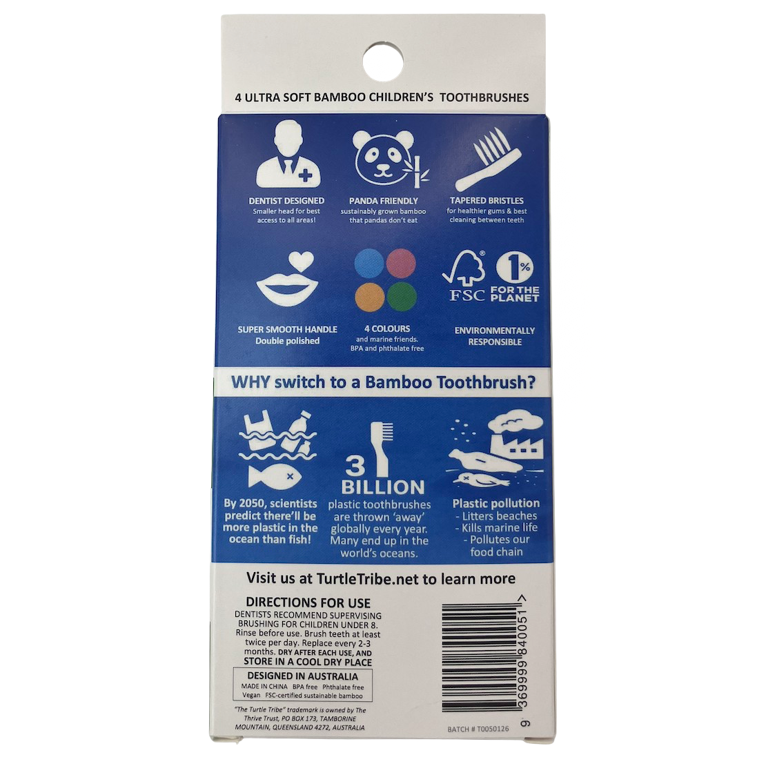 The Turtle Tribe® Kids Bamboo Toothbrushes 4-pack