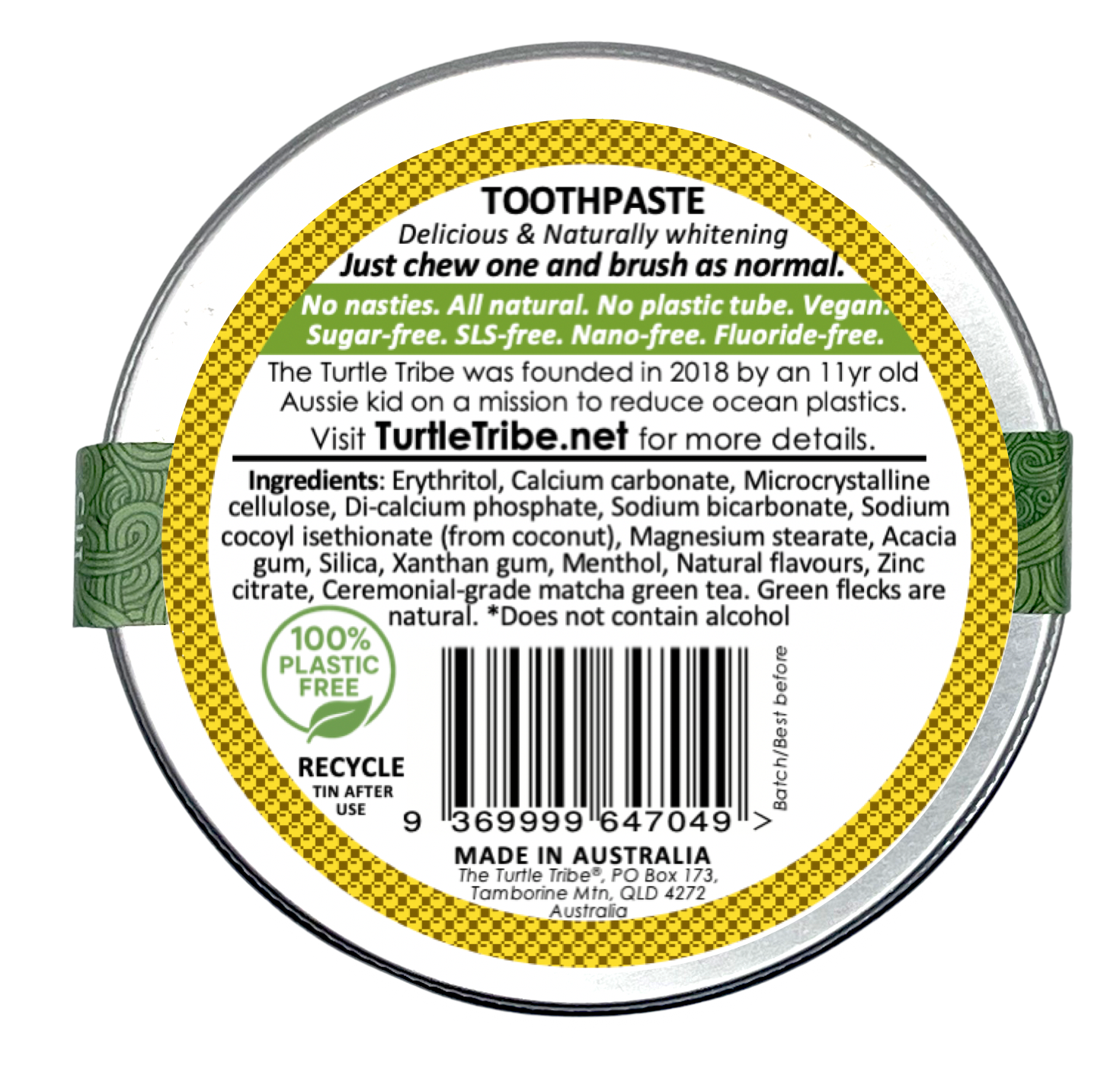 The Turtle Tribe® Toothpaste Tablets, Pina Colada, Fluoride-Free Turtle Tribe