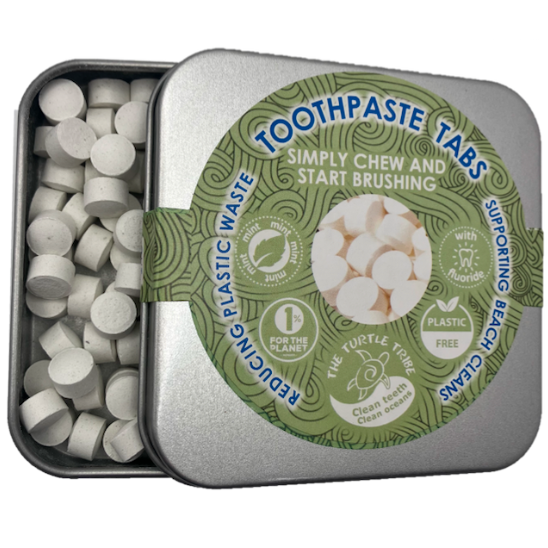 The Turtle Tribe Toothpaste Tablets 125-pack, Mint flavour, with Fluoride Turtle Tribe