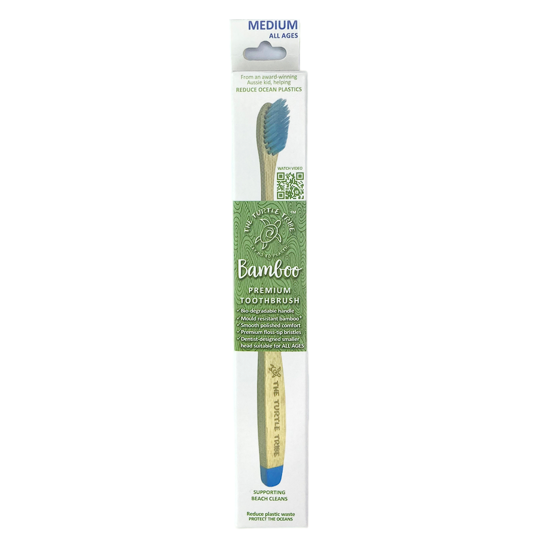 Sea Turtle Bamboo Toothbrushes - 4 Pack for Adults