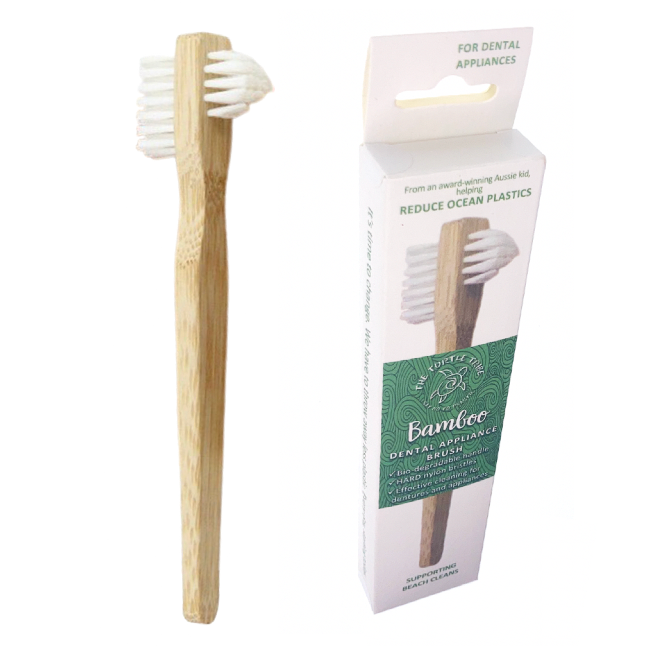 The Turtle Tribe® Bamboo Dental Appliance Brush 1-pack